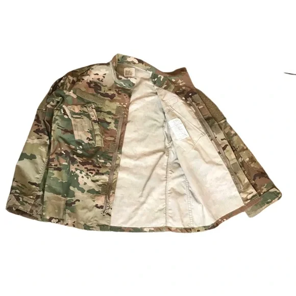 Men's VTG military jacket green camo sz sm short army insect repellant apparel - Picture 3 of 5